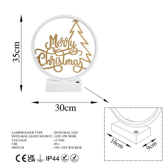 Opviq Lámpara de mesa XMAS10 Blanco y Dorado